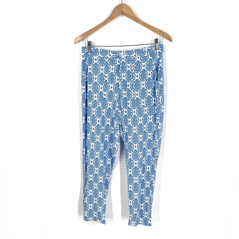 Stella Parker Womens S Blue medallion Cropped Ankle Pants